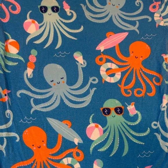 Little Sleepies Blue and Orange Octopus Kids Pajamas - Picture 5 of 5